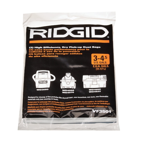 Ridgid Bag, Filter Vf3501 23738 Zoro